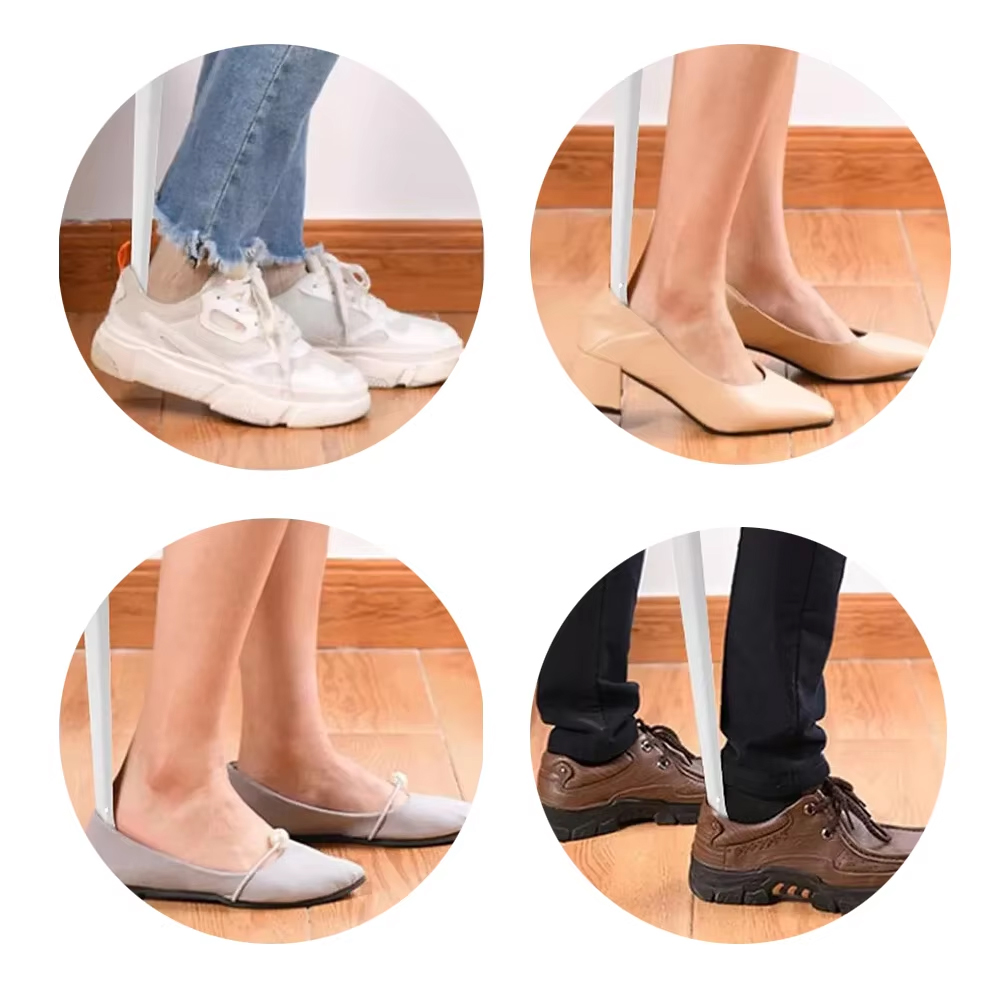 42 ซม.Professional Shoehorn สแตนเลส Horns รองเท้า Easy Handle โลหะรองเท้า EXTRACTOR Lazy Shoe Helper