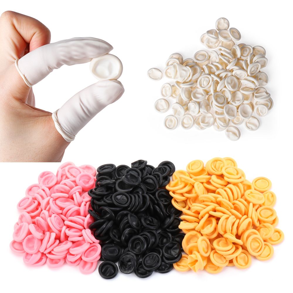 Guantes de goma desechables para dedos, protectores de látex antiestáticos, antideslizantes, protectores de dedos, herramienta de Arte de uñas, 100 piezas