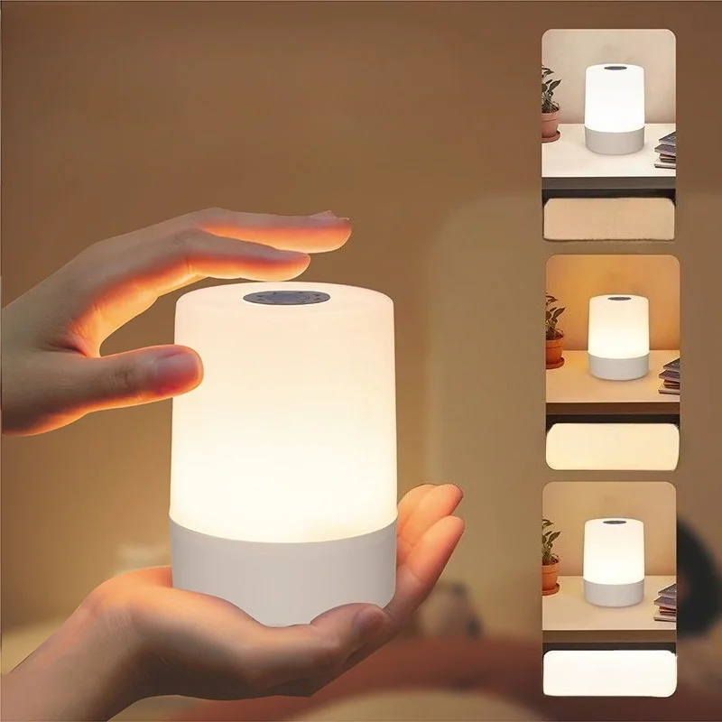 Luces Led de noche para mesita de noche, lámparas de noche de escritorio con carga regulable, iluminación de noche para dormitorio, decoración, lámparas de mesa Led de lectura táctiles