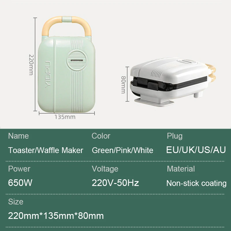 Mini แซนวิชเครื่องอาหารเช้า Maker Multi หม้อหุงข้าวเครื่องปิ้งขนมปังไฟฟ้าเตาอบร้อนแผ่นขนมปังแพนเค้กวาฟเฟิลโดนัท