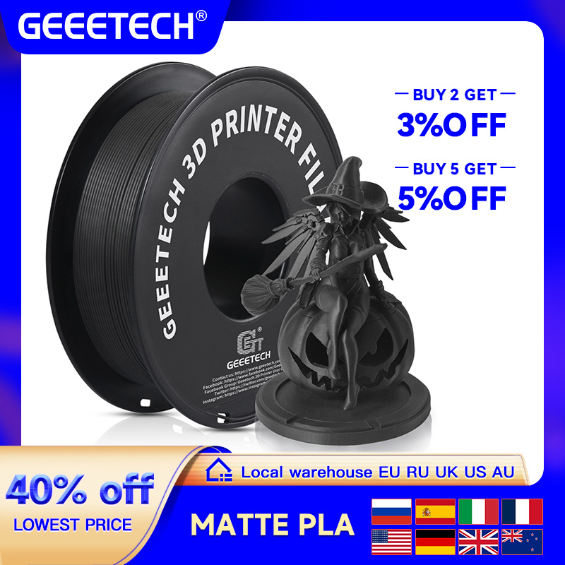 Нить для 3d-принтера Geeetech, матовый PLA пластик, 1 кг, 1,75 мм, без запутывания, расходные материалы для 3D-печати, вакуумная упаковка, быстрая доставка