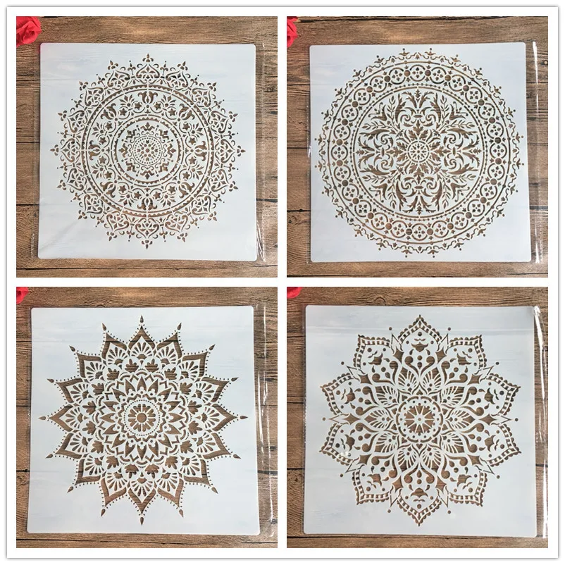 30*30 cm grandes DIY moldes reutilizables corte láser pintura plantilla piso azulejo tela pared molde muebles mandala pintura plantillas