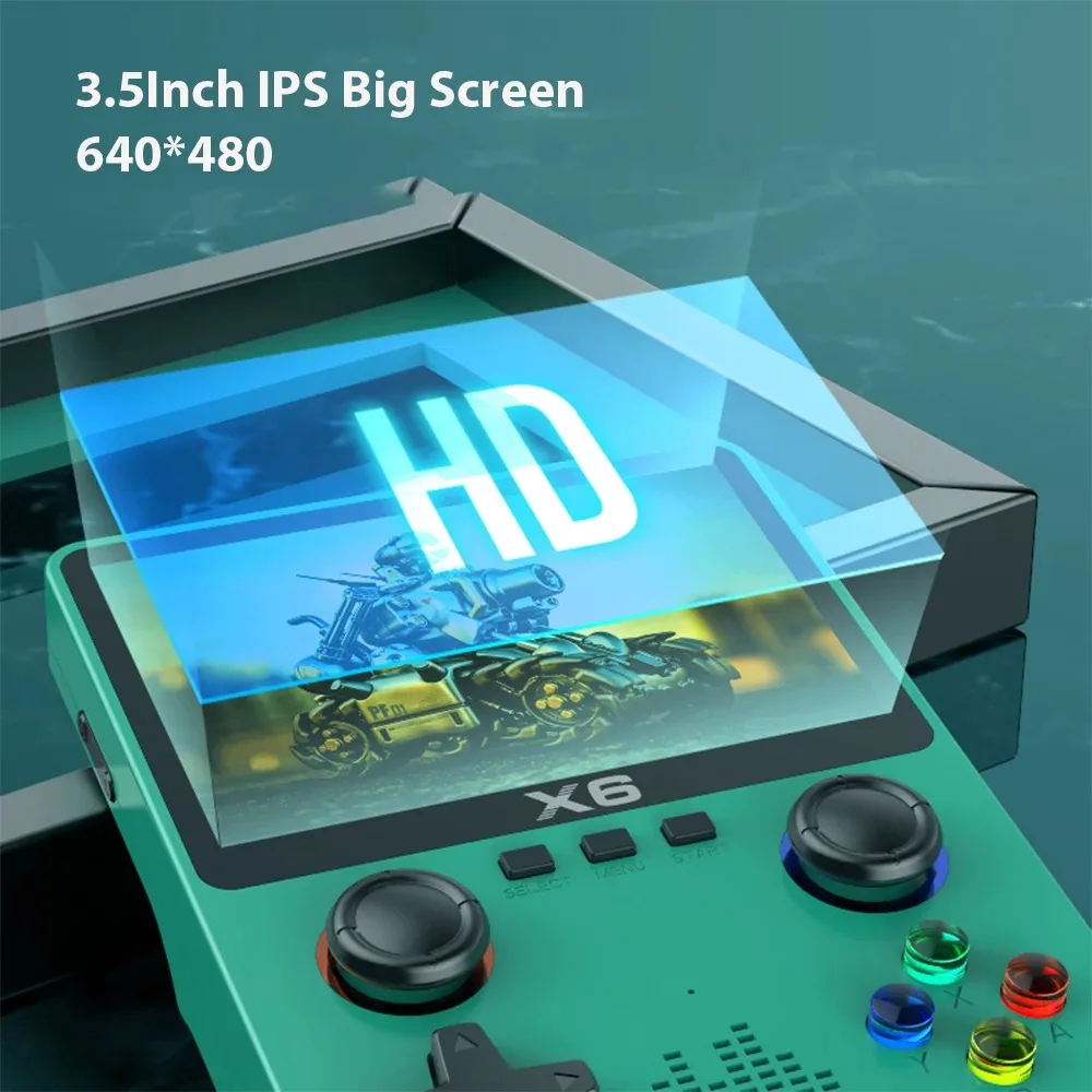 X6 3.5Inch IPS Screen Video Game Consoles  Handheld Game Player Dual Joystick 11Simulators GBA Video Game Console for Kids Gi