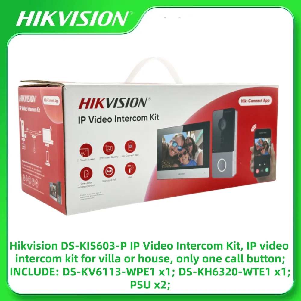 Hikvision DS-KIS603-P(C) video-intercomkit DS-KV6113-WPE1(C) POE/Wifi villadeurstation DS-KH6320-WTE1 IP-gebaseerd binnenstation