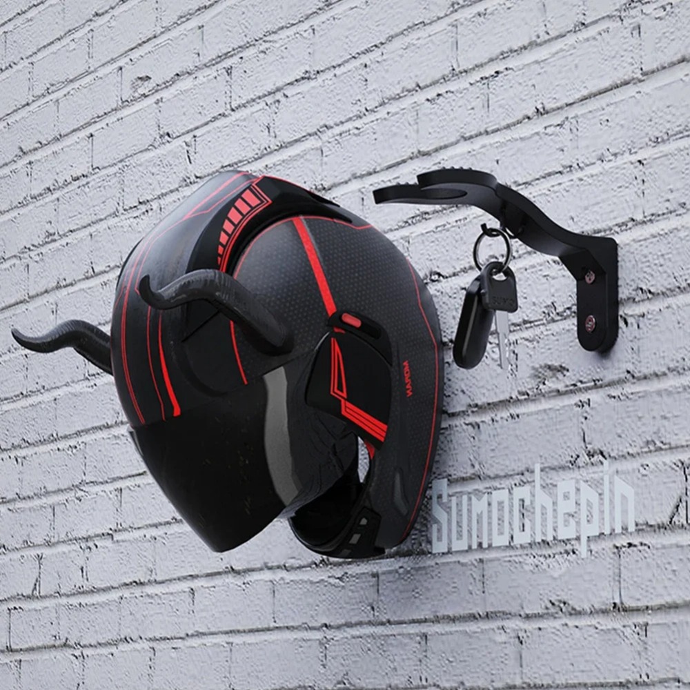 Kitchen Cabinet Shelf Wall Mount Hooks Motorcycle Helmet Hook Racks Helmet Display Hanger Stand Wall-Mounted Storage Holder