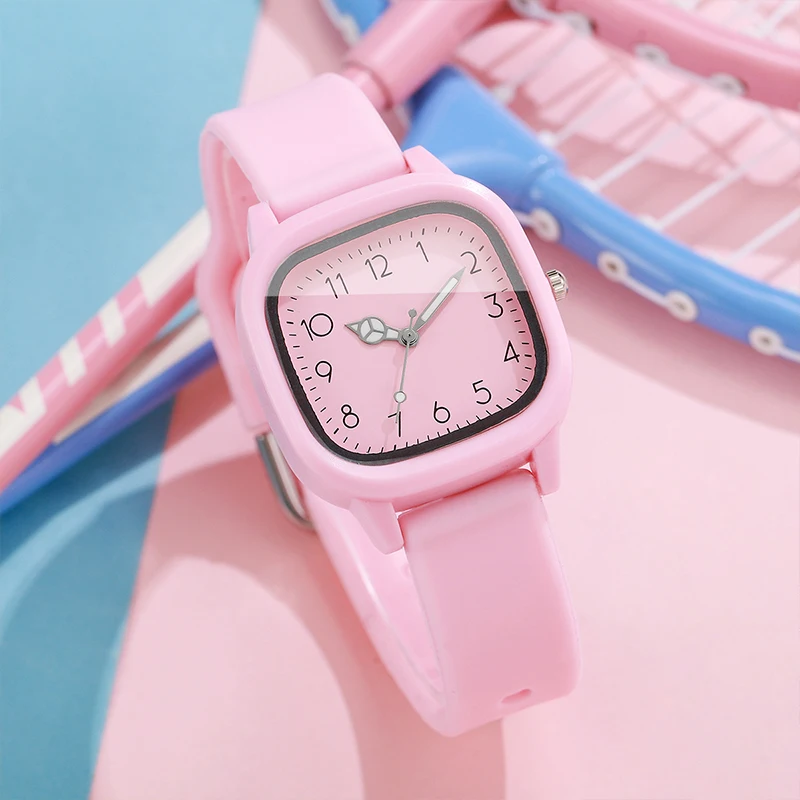 Moda doce cor silicone banda relógios femininos mostrador quadrado senhoras relógio de pulso de quartzo para meninas reloj mujer