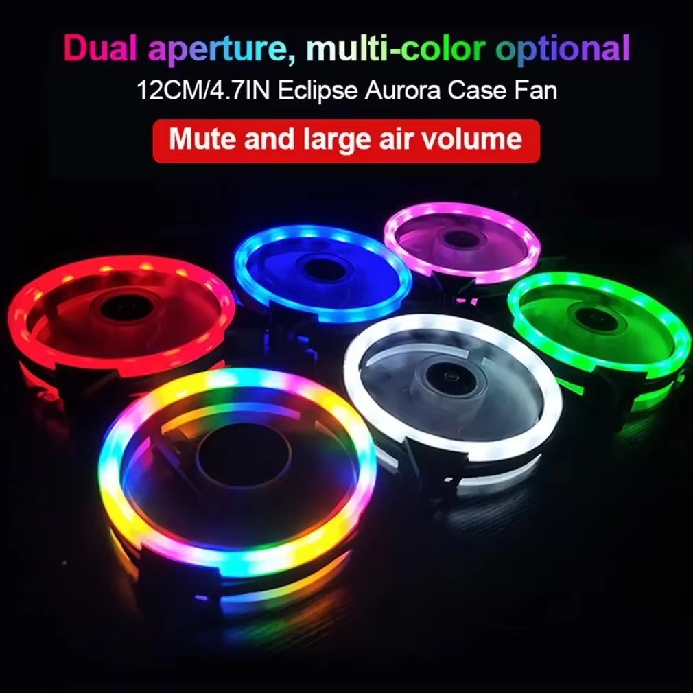 120 mm CPU-Kühlerlüfter, PC-Computergehäuselüfter, extrem leiser LED-Lüfter, 12 V DC, 3P, IDE, 4-poliger Kühler mit Anti-Vibrations-Gummi