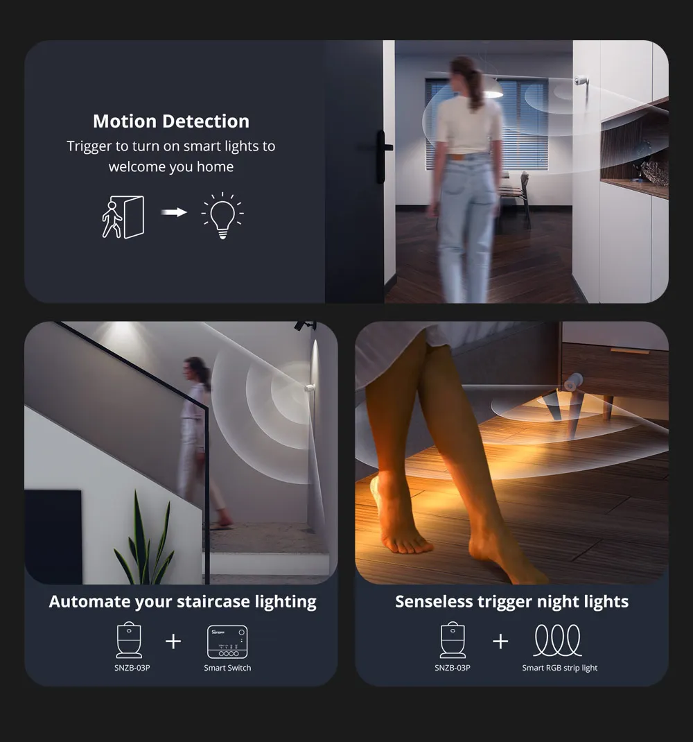 1 ~ 10PCS SONOFF SNZB-03P ZigBee PIR Motion Sensor ทํางานร่วมกับ Zigbee Bridge Pro eWeLink ควบคุมเสียงผ่าน Alexa Google