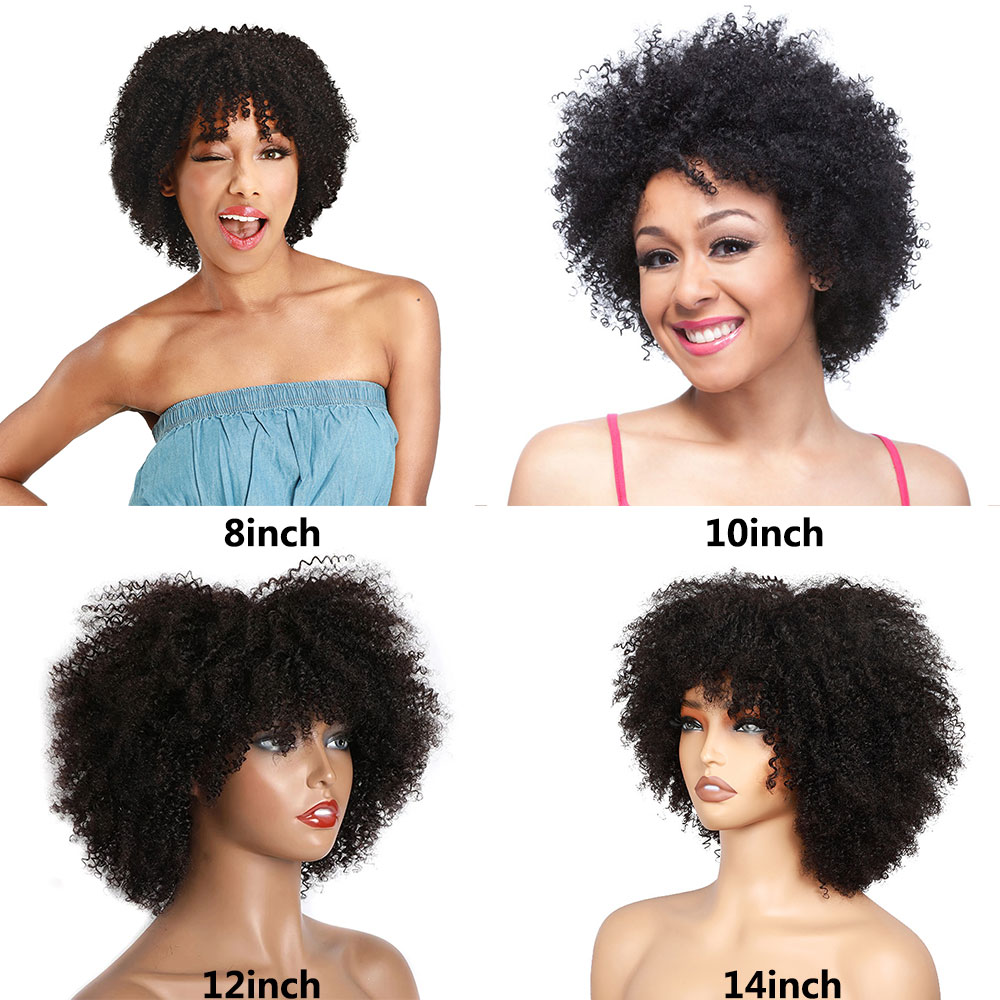 Parrucche ricci crespi Parrucca corta per capelli umani Parrucche taglio pixie per capelli umani per donne nere Parrucche Bob afroamericane fatte a macchina