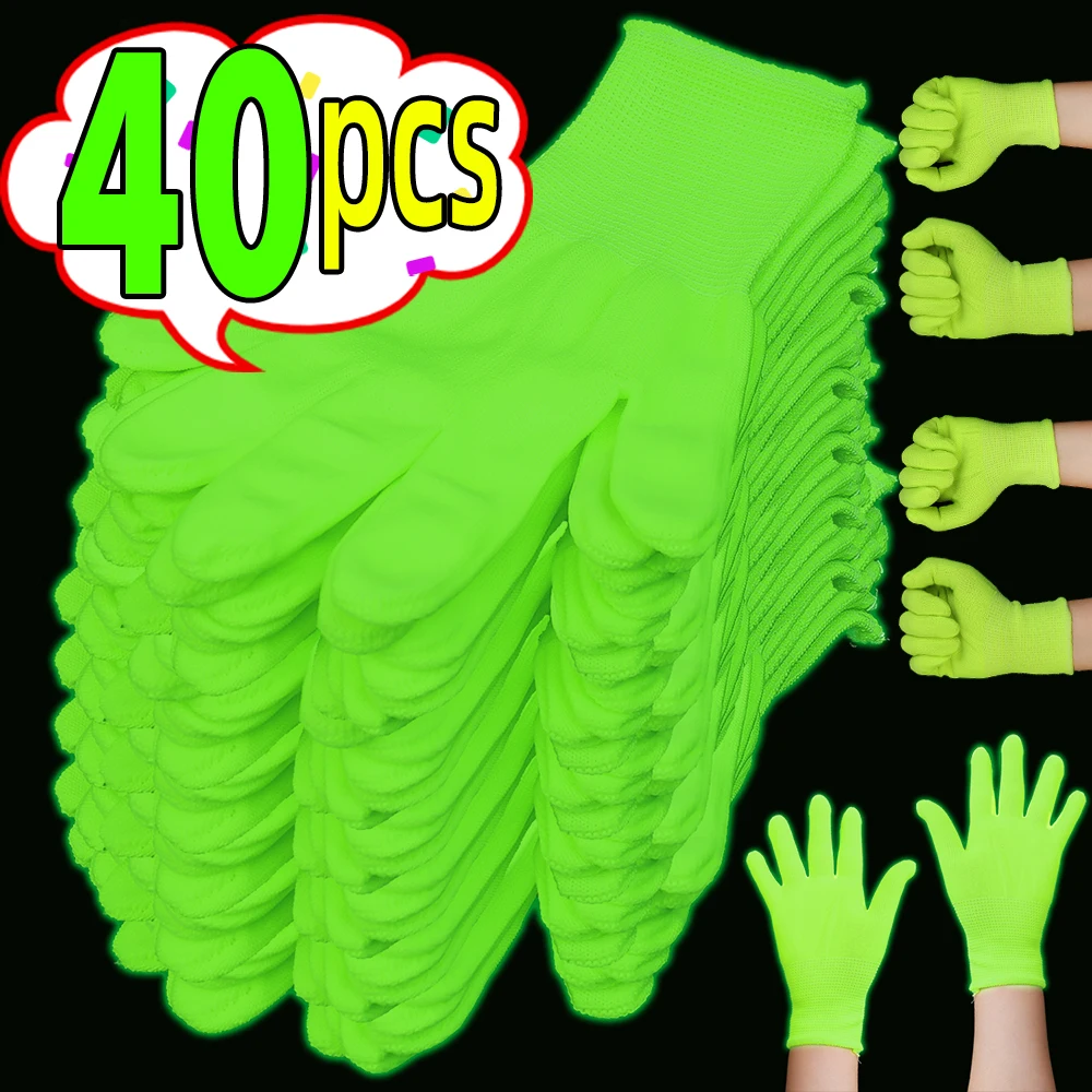 40-2pcs Fluorescent Green Gloves Glow in UV Neon Glove Neon Party Supplies Glow in Blacklight Light Theme Party Birthday Decor