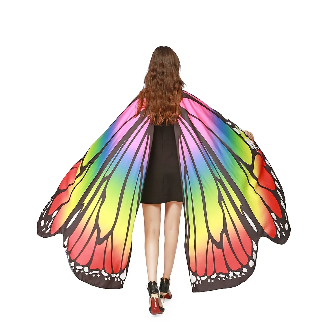 Capa com asas de borboleta arco-íris, xale, fada, traje de dança para mulheres, adulto, monarca, capa de borboleta, dia das bruxas, criança, asas de borboleta
