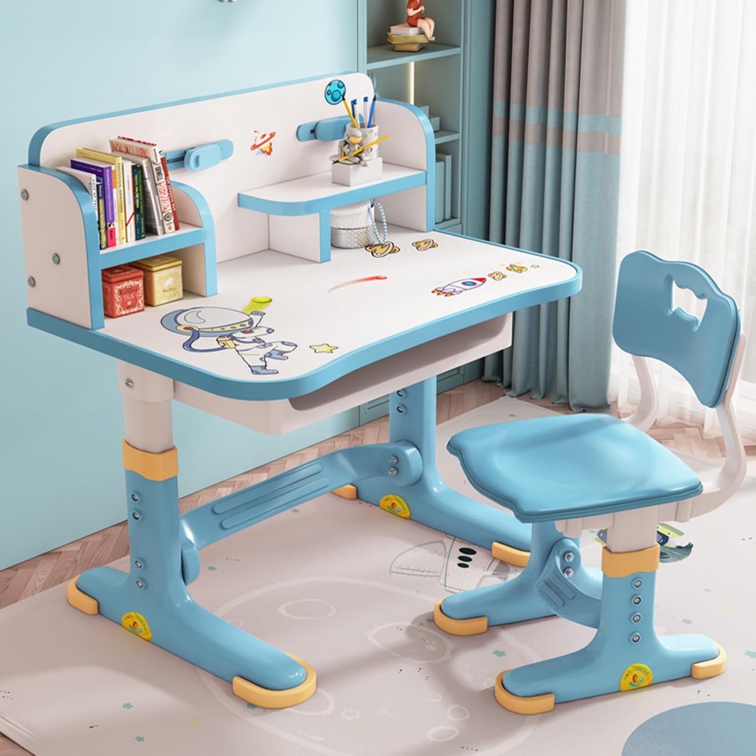 Erweiterte Desktop-Kinder-Schreibtisch-Chair-Set, adjustable Höhe ergonomische Kinderstudientisch und Chair, multifunctional Leernsta