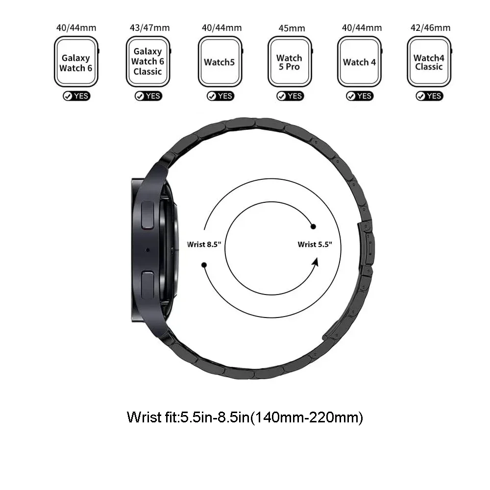 Bracelet en acier inoxydable sans espaces, ajustement rapide, pour Samsung Galaxy Watch 6 Classic 43 47mm, Galaxy 7 6 5 4 44 40 5 Pro, 45mm