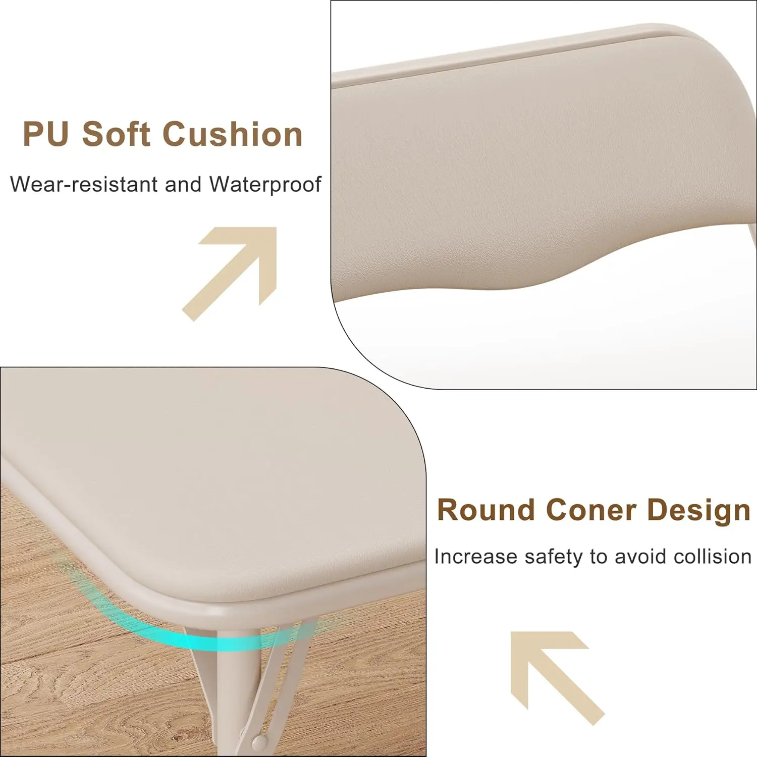 Boys and Girls Folding Table and Chairs Set of 3 Portable Table and Chair with PU Soft Cushion for Eating, Reading and Playing