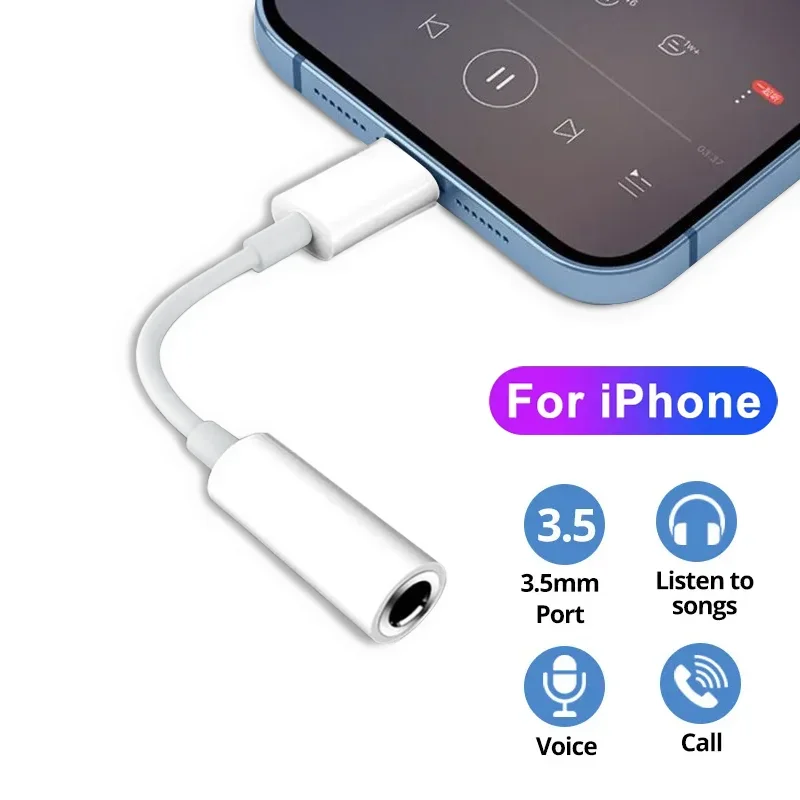 Adaptador de fone de ouvido original para apple iphone 14 13 12 11 pro aux divisor de áudio iluminação para adaptador de 3.5mm cabo jack de fone de ouvido