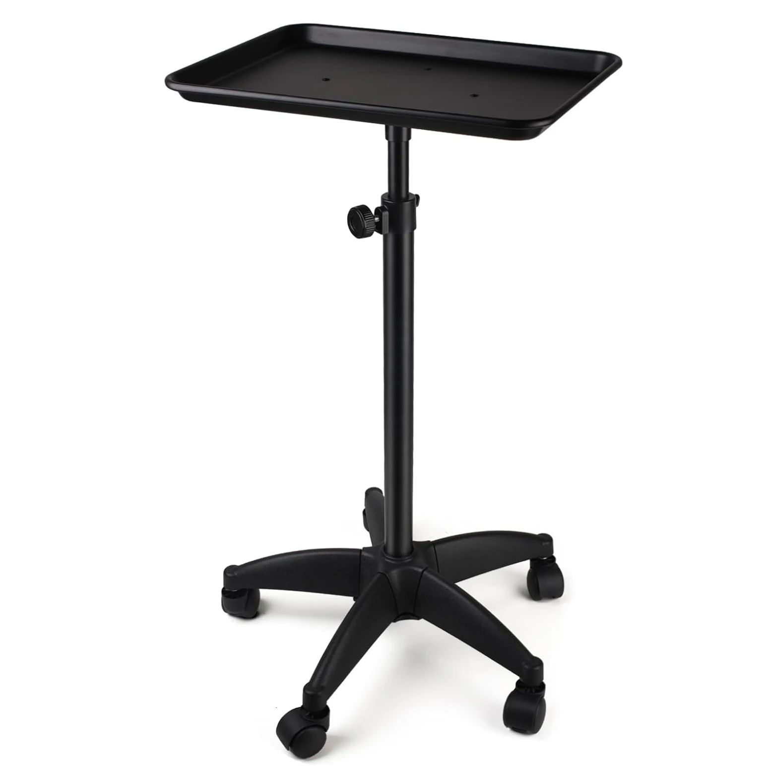 Aluminum Tattoo Rolling Tray with Wheels - Adjustable Height Salon Cart for Hair Stylist Medical Dental Tray
