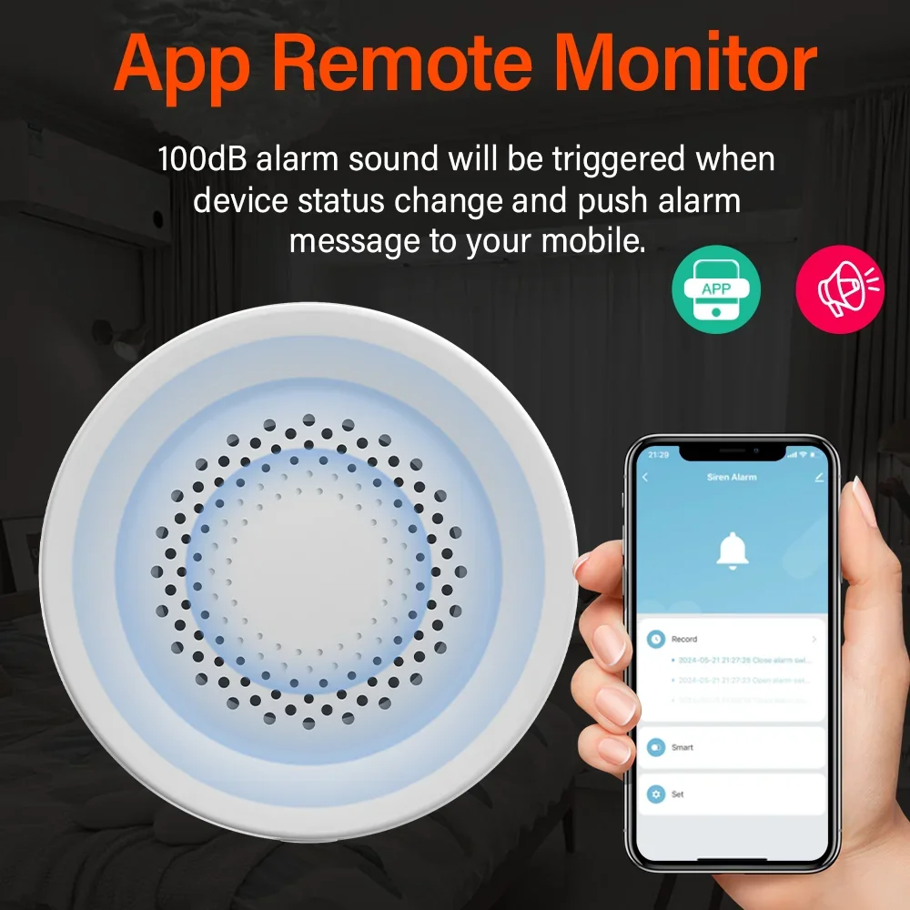 Сигнализация Tuya Zigbee Smart Siren Alarm для домашней безопасности с динамиком 100 дБ Требуется концентратор Tuya Zigbee работает с Google Home Yandex