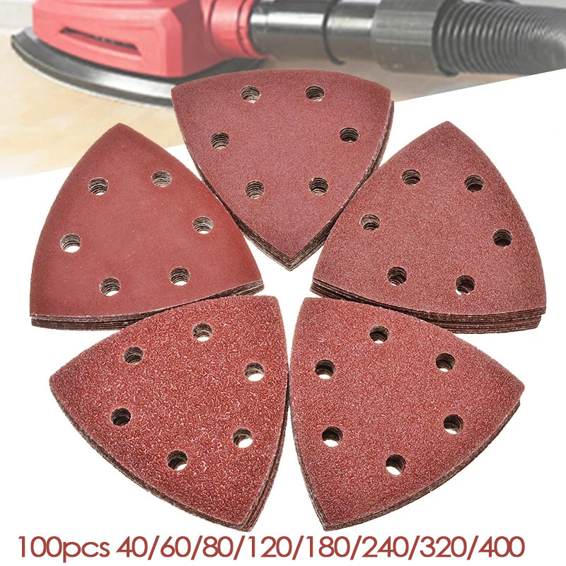 60PCS Triangular Sanding Disc 90mm Delta Sander Hook & Loop Sandpaper Abrasive Tools for Sanding Grit 40-400