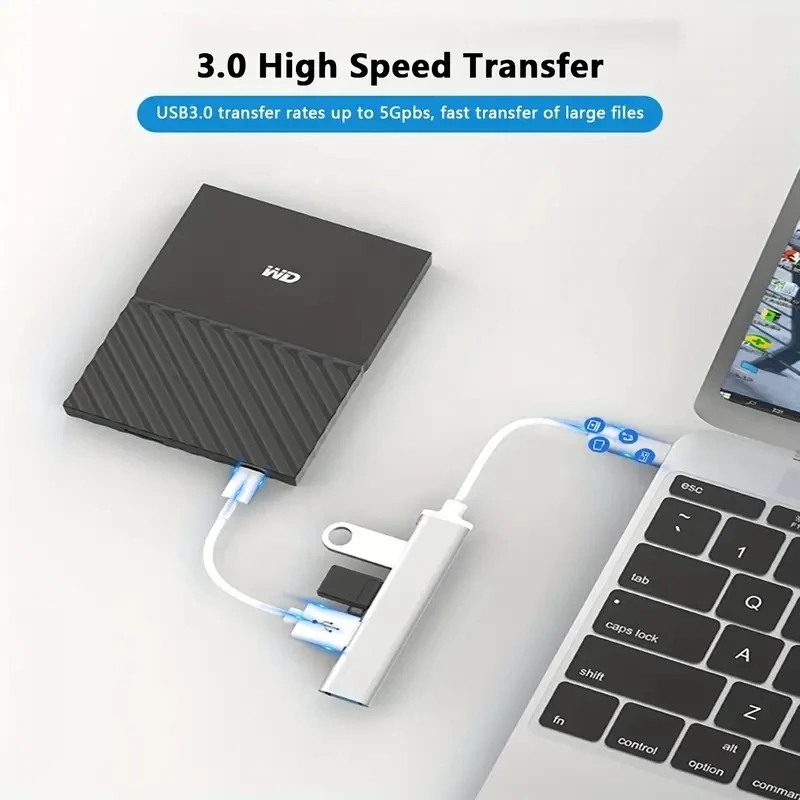 Extensor USB C tipo C, adaptador divisor de 4 puertos, estación de acoplamiento OTG para teléfono, Macbook Pro 13 15 Air, PC, ordenador portátil