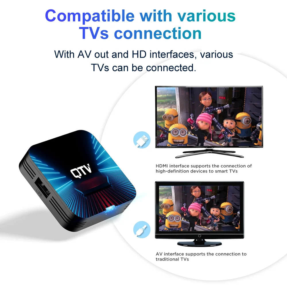 VONTAR QTV Q1 กล่องทีวีAndroid 10 Allwinner H313 2GB 16GBรองรับ 4K H.265 Wifi TV Dongle Media Playerชุดกล่องด้านบน 1GB 8GB