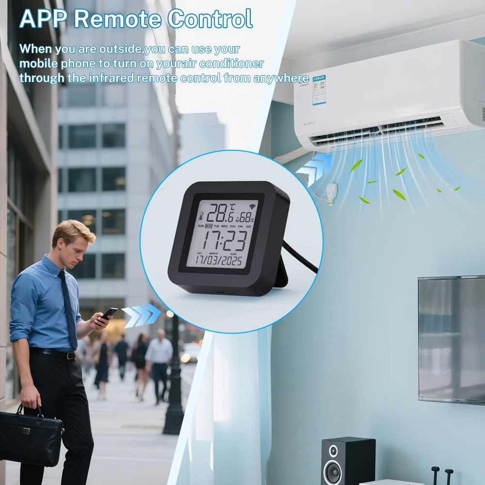 Tuya WiFi IR-afstandsbediening met temperatuur-vochtigheidssensor voor Smart Home APP via Smart Life Work met Yandex Alexa