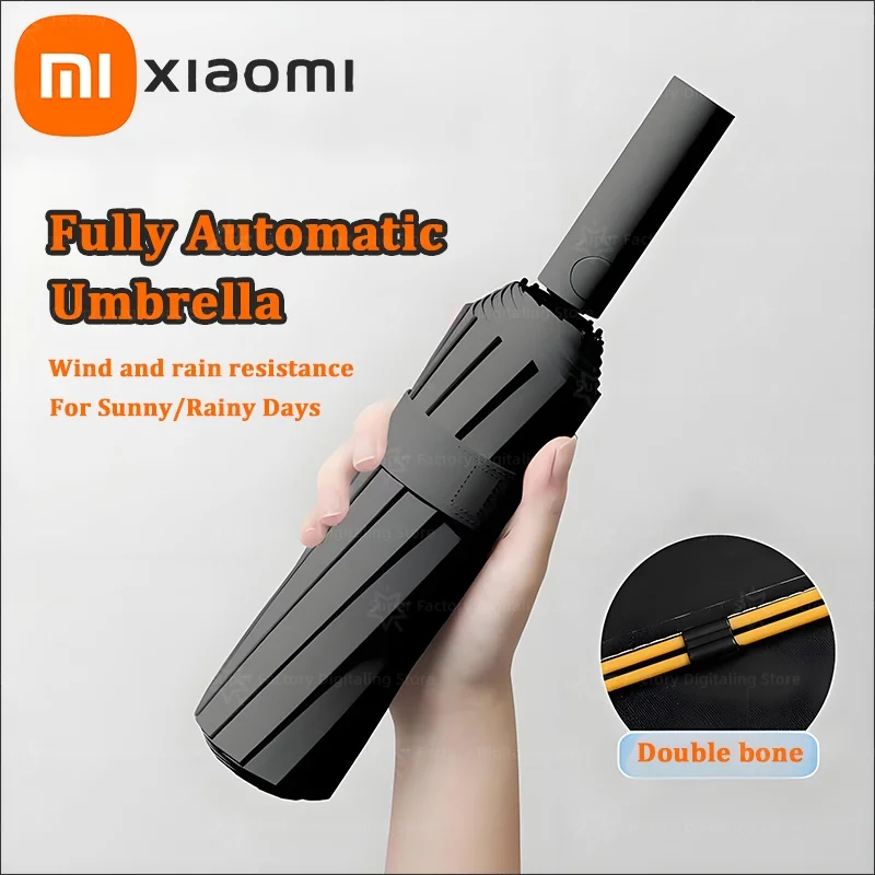 Xiaomi 24-костный складной зонт, полностью автоматический двойной костный SPF 50, защита от ультрафиолета, защита от дождя, сильный зонт сопротивления ветру