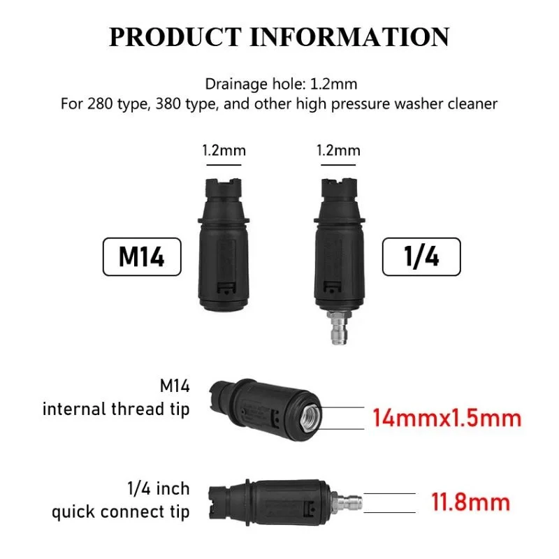1pc Adjustable High Pressure 0° To Angle Fan-shaped Washer Nozzle Sprayer With 1/4" Quick Plug Connect 3000 PSI Garden Tool Part
