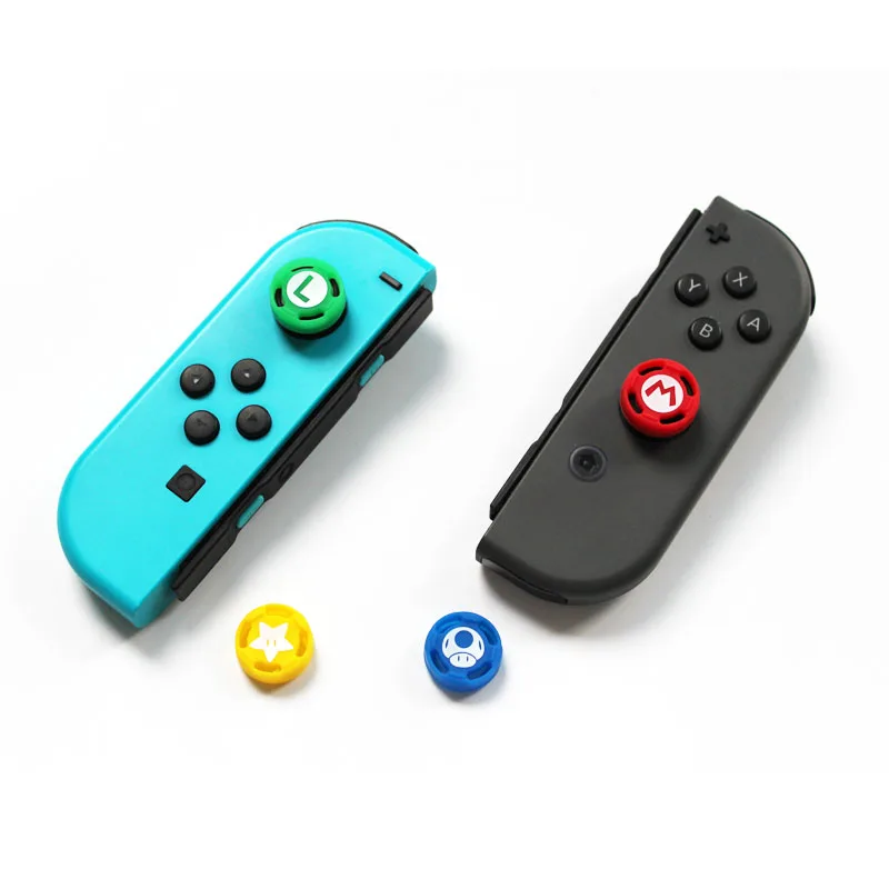 8pcs ซิลิโคนน่ารักการ์ตูน Thumb Stick Grips สําหรับสวิทช์ Oled Joy Con Controller NS Lite จอยสติ๊กฝาครอบ Protector