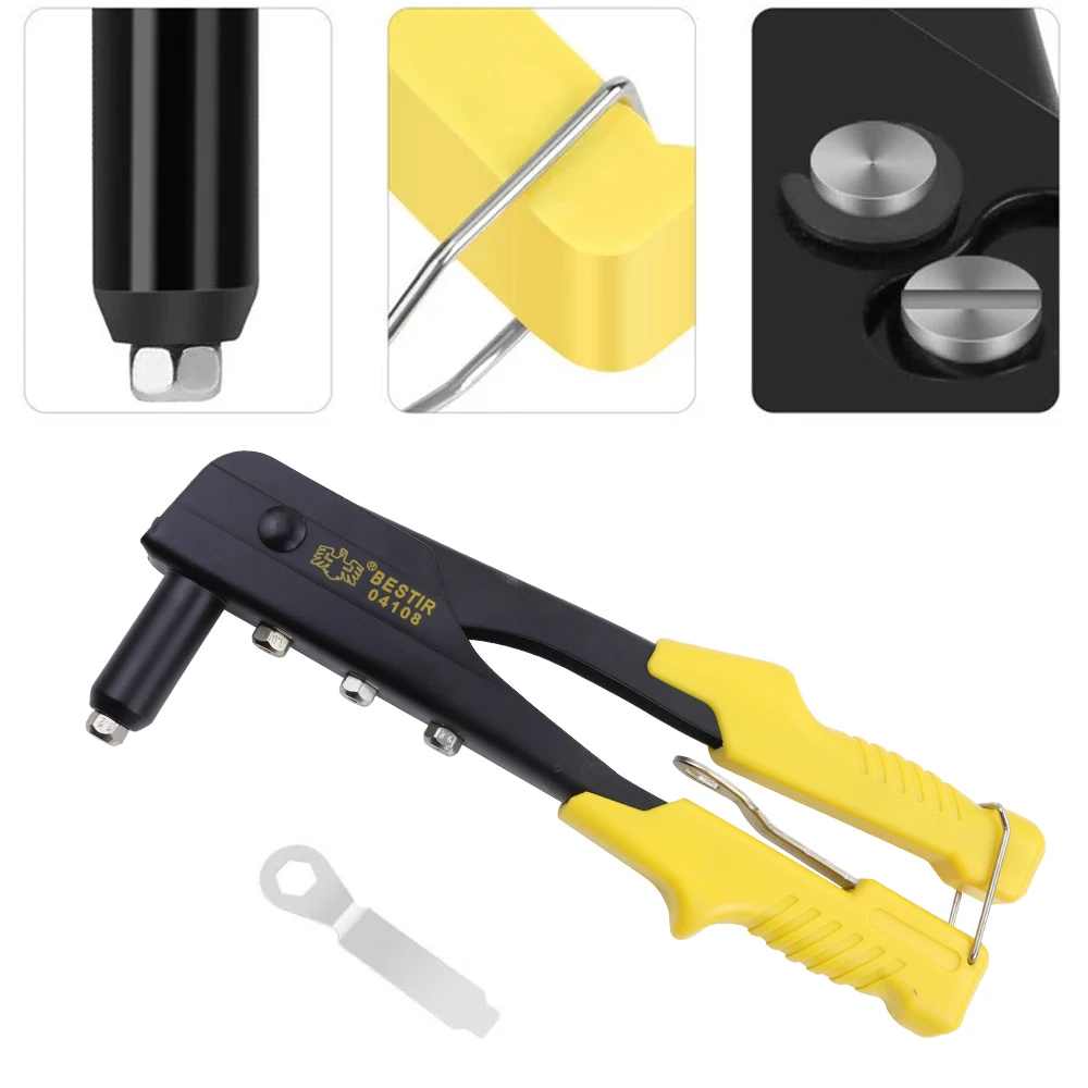 NINDEJIN-Juego de remaches de mano, herramienta profesional de pistola de remache Manual para reparación del hogar y bricolaje, con 200 remaches M2.4 M3.2 M4 M4.8