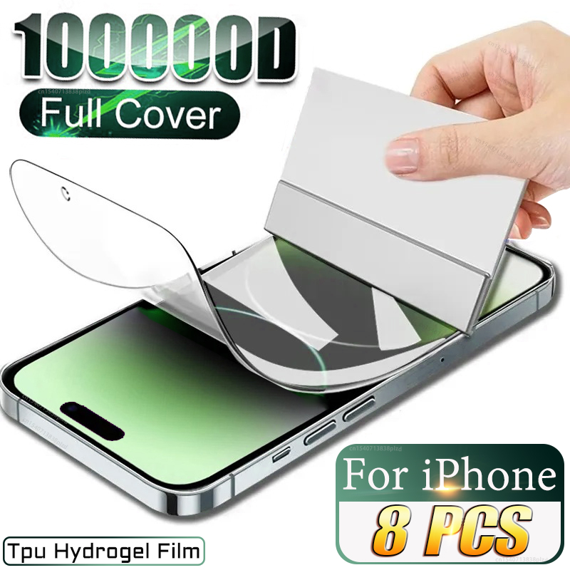 8 Uds cubierta completa para iPhone 16 15 14 Pro Max Protector de pantalla iPhone 13 12 Mini 11 iphone16 Plus 6 8 X R S XS XR SE i16 película de Tpu