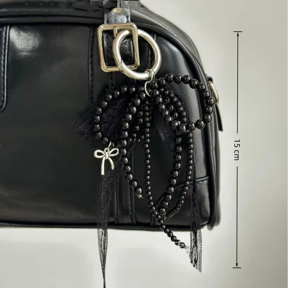 Coreano bonito laço arco pérola frisado telefone pingente corrente acessórios estéticos ballet sapatos câmera saco decoração chaveiro presente