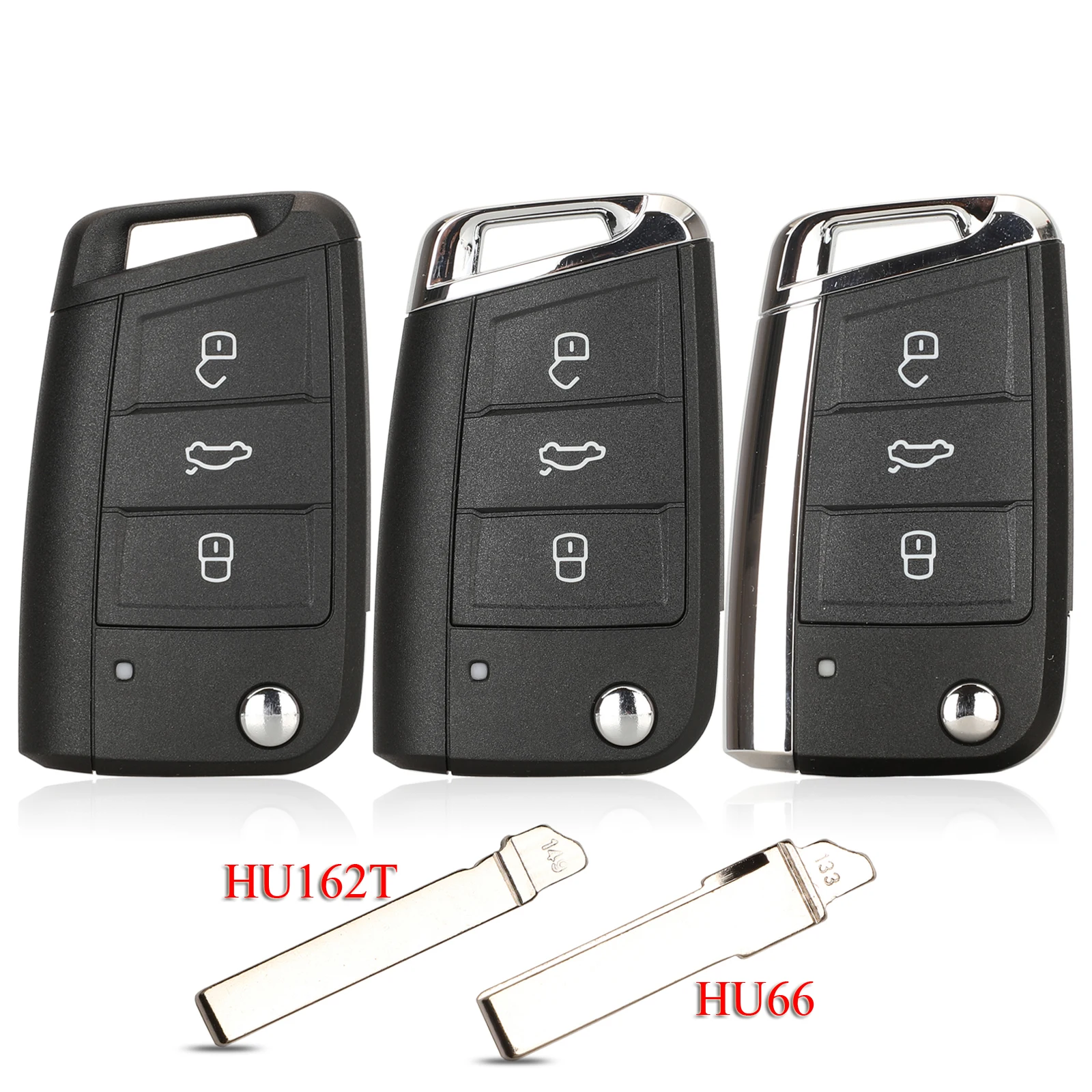 Jingyuqin Klapp Schlüssel Shell Für Volkswagen VW Golf7 MK7 Skoda Sitz 3 Tasten Fernbedienung Auto Schlüssel Fall Abdeckung Mit HU66/HU162T Klinge