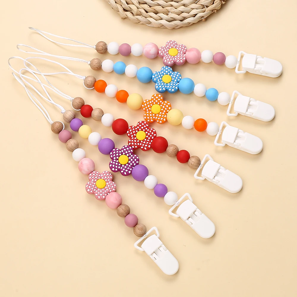 Sangle de sucette pour bébé, Clip de sucette, anneau de dentition, boucle, perles en Silicone, porte-mamelon factice, garde, pendentif, cadeau pour bébé