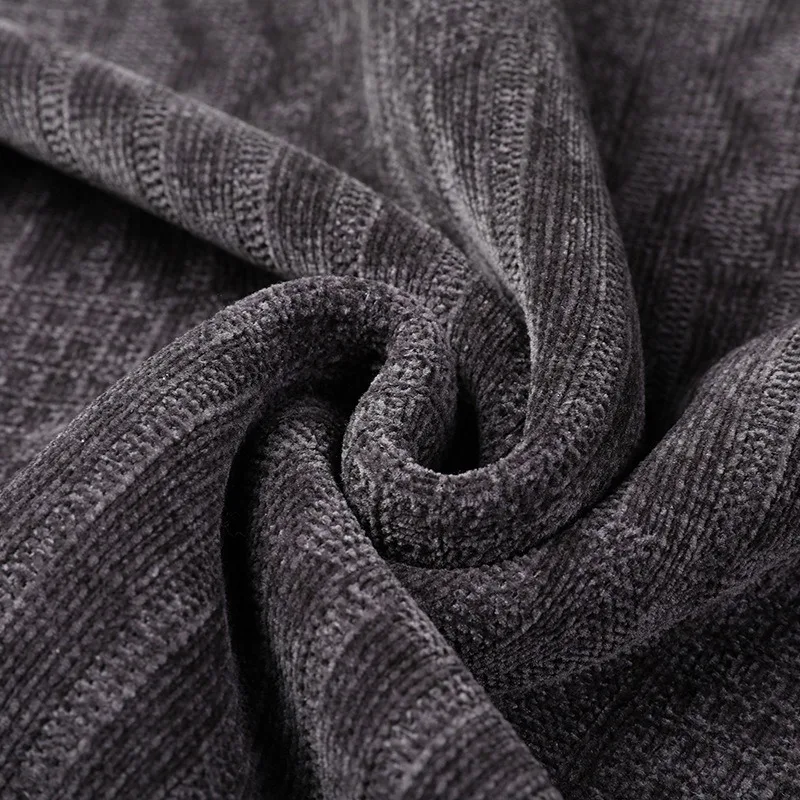 Herbst und Winter, einfarbig gemusterter Herrenpullover mittleren Alters, Plüsch und dicker Rundhalsausschnitt, lockeres und warmes Strickpullover-Oberteil