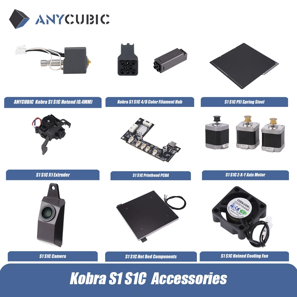 ANYCUBIC Kobra S1 Комбинированные аксессуары Kobra S1 Экструдер Hotend 8-цветная нить-концентратор PEI Модуль обнаружения возврата из пружинной стали