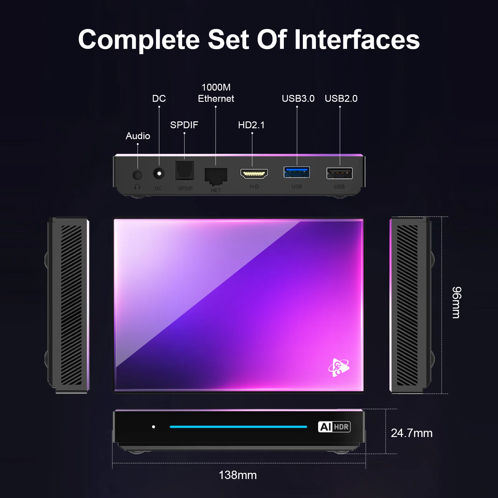 H96 Max M9 TV BOX Android 14.0 8-core CPU 6TOPS NPU AI Smart TV Box 8k Ultra HD Output 1000M/LAN AV1 SPIDF SOUND Set Top Box