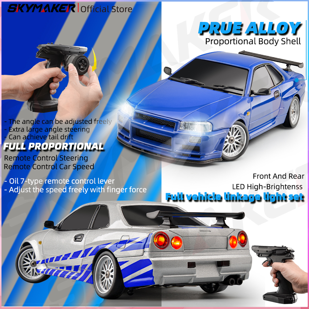Skymaker LDRC 1/18 RC Drift รถ LD1899 โหมด GTR R34 2.4GHz RWD พร้อม Gyroscope on-Road Alloy Body Shell รถแข่งสําหรับของขวัญเด็ก