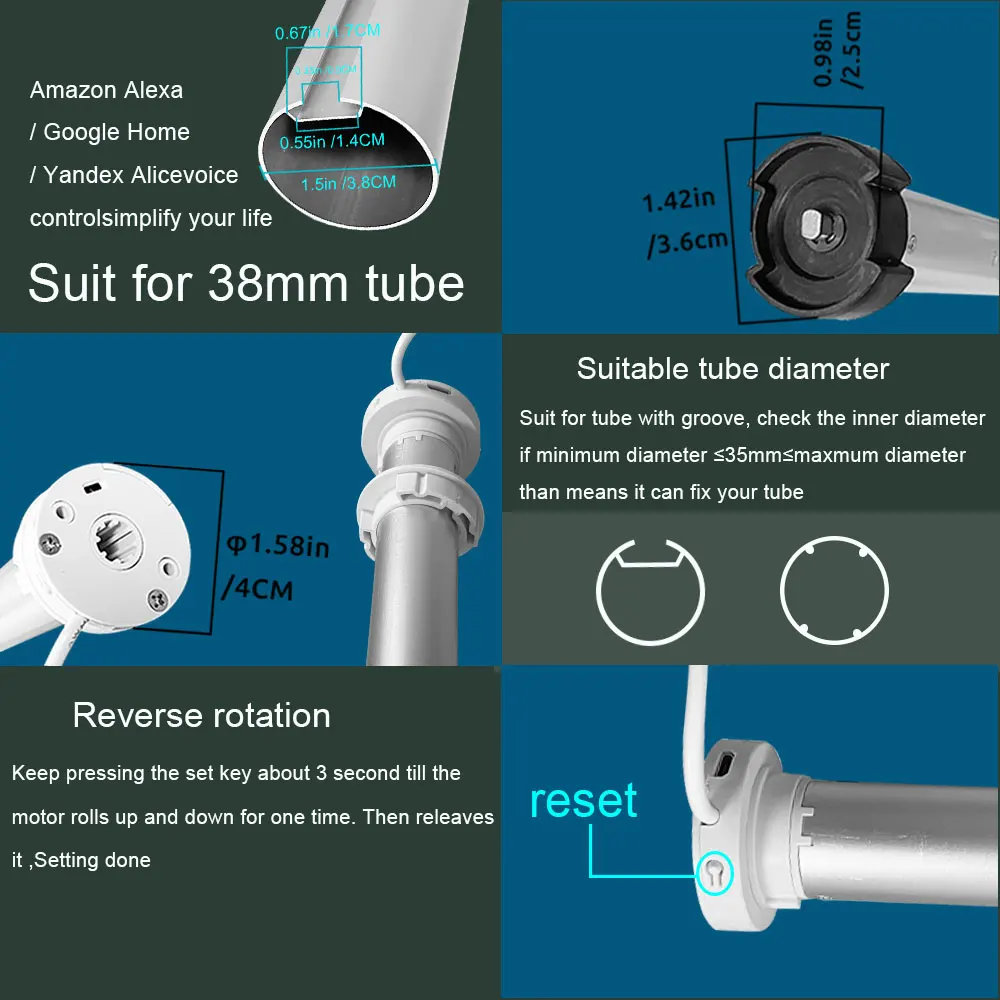 WiFi Mini Motorize Roller Blind มอเตอร์ 25 มม.Tuya Smartlife Ap ชัตเตอร์ Shade เครื่องยนต์ 38 Tubular Voice สมาร์ทควบคุม Home Automation