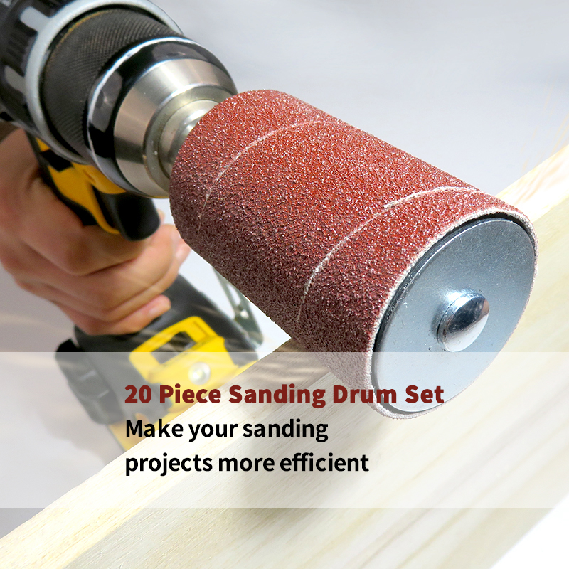 20pcs Sanding Drum with Color Box Sander Drum Kit Rubber Mandrels Sandpaper for Engraving Woodworking Drill Polishing Rotary
