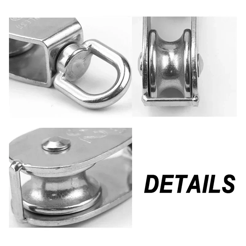 10 Pcs Stainless Steel Wire Rope Crane Pulley Block M15 Lifting Crane Swivel Hook Single Pulley Block Hanging Wire Towing Wheel