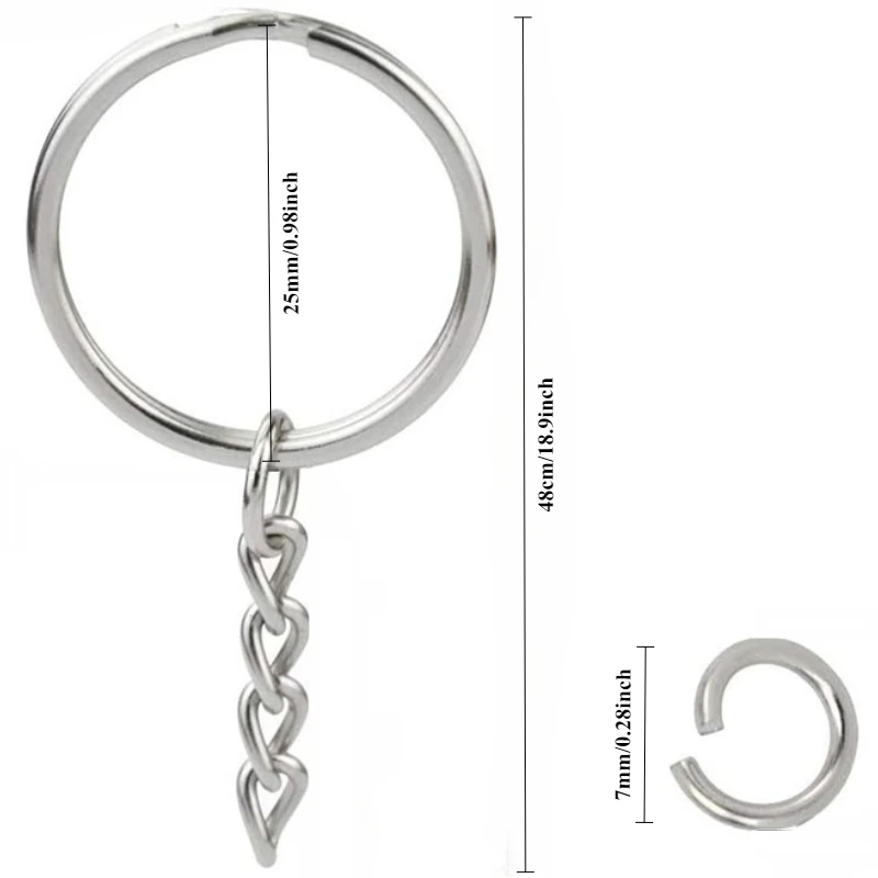 10/50/100pcs Silver Plated Metal Blank Keyring  Split Ring Keyfob Key Holder Rings DIY Findings Making Keychain Accessories