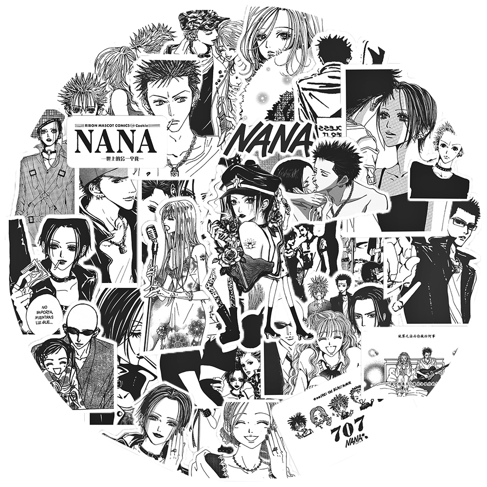 10/30/65pcs 블랙 화이트 애니메이션 나나 낙서 스티커 멋진 스티커 장식 전화 케이스 물병 노트북 방수 데칼