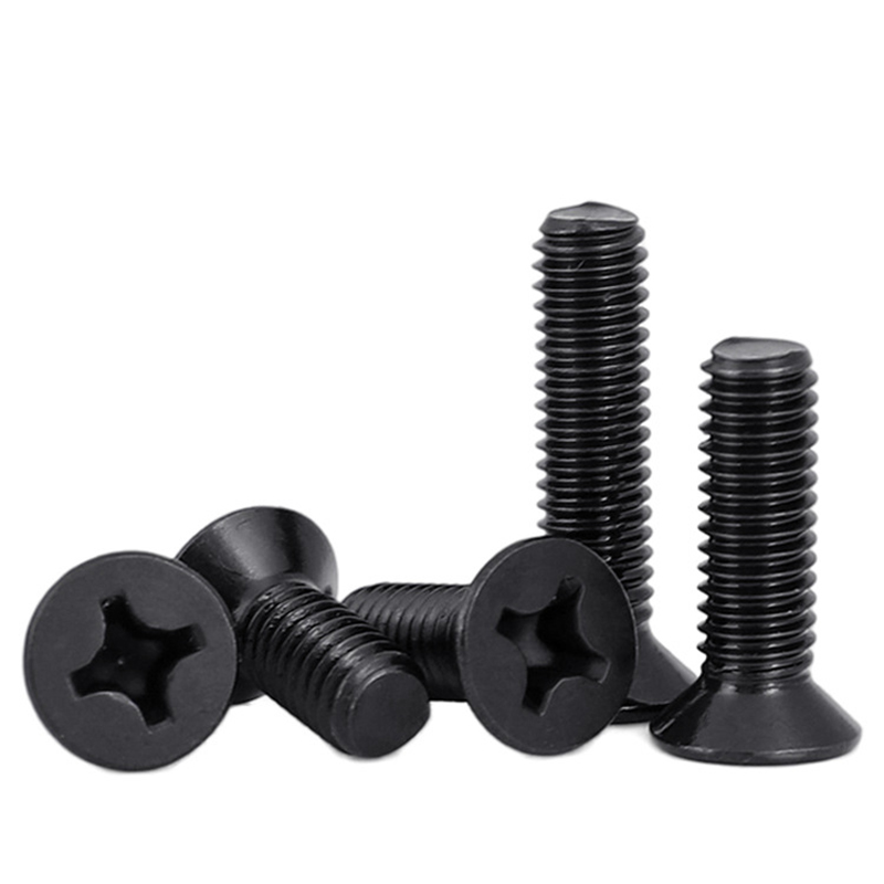 50 шт./лот M1 M1.2 M1.4 M1.6 M1.7 M2 M2.5 M3 M3.5 M4 M5 KM Мини-маленький черный стальной винт KM Phillips с плоской потайной головкой