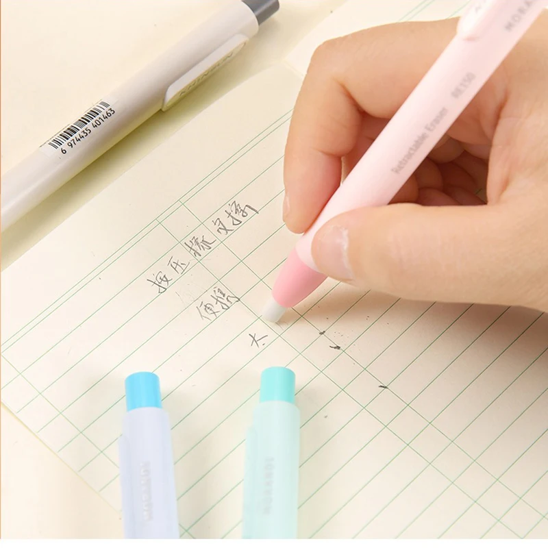 Penna per cancellare con gomma da cancellare con nucleo sostituibile Gomma artistica retrattile e pushable per forniture di cancelleria per studenti e bambini