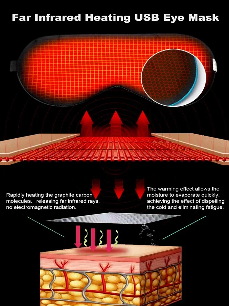 USB 加熱アイマスク再利用可能な USB シルク蒸しアイマスクアイマッサージャー睡眠のための目のむくみアンチダークサークルパッチアイケア
