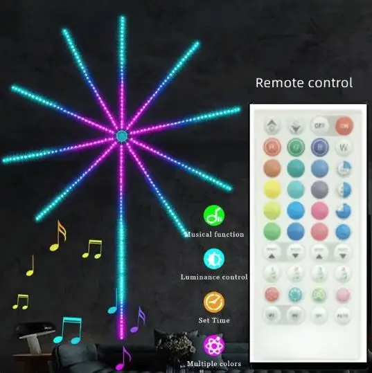 Luces de tira LED de fuegos artificiales, lámpara de fuegos artificiales de meteoros RGB, Control por aplicación Bluetooth para bodas, fiestas de Navidad, vacaciones, luces navideñas