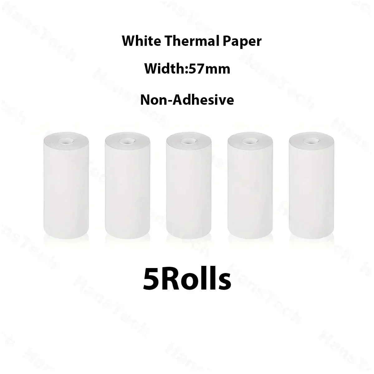 5 rouleaux de papier imprimable blanc, Mini imprimante, étiquettes thermiques, 57X25mm, rouleaux de papier thermique résistants à la chaleur