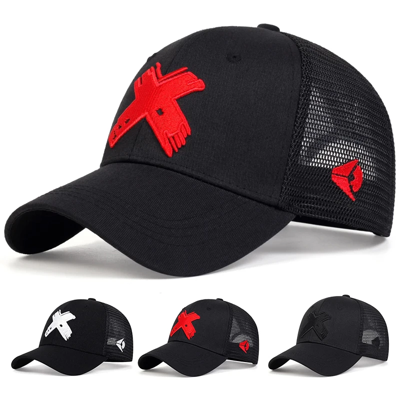 Summer Men Mesh Baseball Cap Outdoor Sport X Letter Snapback Hat for Women Unisex Breathable Caps Hip Hop Trucker Hats