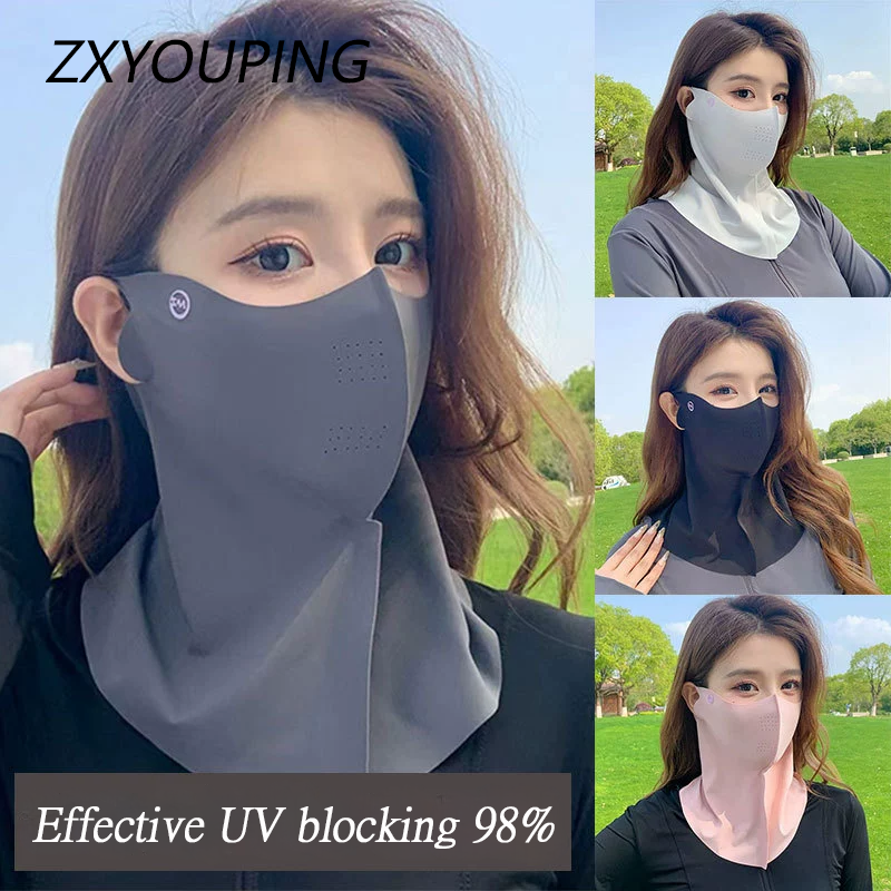 Masque de Protection solaire 2 pièces pour hommes et femmes, masque de vélo Anti-Ultraviolet, masque complet, masque tubulaire, masque en soie glacée