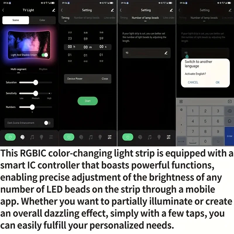 RGBIC LED Light Strip Camera TV Screen Synchronization Bluetooth APP Music Sync Game Bedroom TV Background Ambient Light
